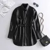 winter faux PU leather jacket women fur motorcycle coat Streetwear Punk black logn sleeve biker jackets 210521