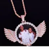 Custom Made Po With Wings Medallions Necklace Pendant Rope Chain Gold Silver Color Cubic Zircon Men039s Hip hop Jewel5002601