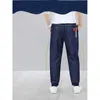 Boys Jeans Autumn Children Clothes Teenage Solid Color Pants Blue Denim Trousers for Big Boy Casual Loose Pant 7-16Y 210622