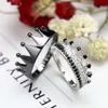 Anneaux de mariage couronne Couple hommes femmes 039s mode noir argent couleur bague de fiançailles ensemble de bijoux de mariée Lover039s cadeaux 3989804