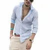 Cotton Linen Shirt Men Summer Casual Mens Long Sleeve Shirts Social Swag Male Camisas Slim Fit Fashion Clothing White Pink Q190518