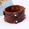 Tennis vintage 4cm de style punk rock de large bracele bracelet bracelet en cuir authentique Men039s bracelet rétro brun couleur brun à la main juif8631358