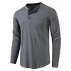 T-shirts pour hommes 21420 Mode Fine Plaid Manches longues Doux Nous Taille S-2Xl Couleur unie Col rond Casual Fitness Hommes Gris Tops Pull