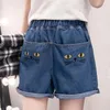 High Waist Denim Shorts Cartoon Embroidery Student Trousers Fashion Casual Girl Summer Jeans Female Women's