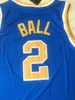 UCLA Bruins Lonzo Ball #2 Kolej Basketbol Forması Erkek Dikiş Beyaz Mavi Boyut S-XXL En Kalite Formaları
