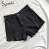 Syiwidii Jean Shorts per le donne Estate Plus Size Abbigliamento in denim Bottino Pantaloncini a vita alta Moda Nappa Bianco Nero 210611
