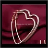 Hie joalheheart Love Sier Gold Hoop Earings An￩is de orelha perfurada J￳ias de moda Mulheres Brincos Ps1583 Drop Delivery 2021 N7DLO