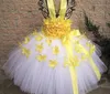 Filles Vert Pétales Tutu Robe Enfants Fleur Bretelles Robe De Bal avec Ruban Arc Pageant Robes Enfants De Noël Costume De Fête De Mariage Robes