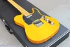 Anpassad butik 52 butterscotch blond naturlig gul elektrisk gitarr svart pickguard vintage tuners tremolo bridge whammy bar dot inlay