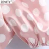 Women Sexy V Neck Polka Dots Satin Short Smock Blouse Female Drawstring Lace Up Shirts Chic Crop Blusas Tops LS7690 210420