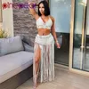 Pinepear Sexy Crochet Tassel Två Piece Skirt Set Beach Party Dress Womens Sommarpool 2 Pieces Matchande Sats Partihandel 220302