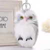 Porte-clés hibou pelucheux 15CM, pendentif pour femmes et filles, porte-clés en Faux lapin, pompons en fourrure, porte-clés pour sac à main