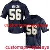 스티치 2020 남자의 여성 청소년 # 56 Quenton Nelson Notre Dame 네이비 NCAA 축구 유니폼 사용자 정의 모든 이름 번호 xs-5xl 6xl