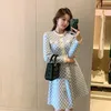 Designer Femmes Robe Automne Vêtements Pull Casual Jupe Longue Vêtements Tricoté A-ligne Jupes Femmes Tricot Plaid Impression Fille Chaud Robes À Manches Longues Taille Asiatique S-L