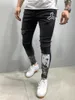 Hommes Skinny Jeans Stretchy Pant Denim Slim Fit Frayed Rip Floral Long Men's