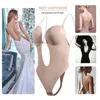 Body Chapewear Deep V-Neck Bra Backless Suknie Ślubne Damska Bielizna Majtki Wyczyść Pasek Wyściełany Shaper Odchudzanie Corset 211112