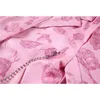Giacca da donna oversize con stampa floreale rosa Giacca alta con cintura a vita alta Giacca a catena Cappotto Autunno Donna Casual Outerwea femminile 210417