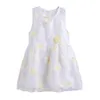 Mudkingdom sommar blomma tjejer klänning 3d organza jumper för vintage es blommiga söta kläder barn sundress 210615