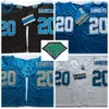 Mens Vintage # 20 Barry Sanders Maglie da calcio Nero Bianco Blu Maglia cucita retrò 1994 75th Patch M-XXXL