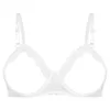 Sexy Lingerie Women See Through Sheer Bralette Open Cups Bra Top Ladies Bare Breast Ruffles Underwired Bras Erotic