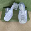2021女性サンダル透明ゴム製スライドハイヒールプラットフォームスリッパチャンキー2.4 "ヒールハイトシューズガールズレディースデザイナーサンダル