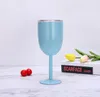 10oz Stainless Steel Wine Glasses Goblet Sealed Stemless Tumbler Double Wall Vacuum with lid Unbreakeble for Travel Party by sea JJB10988