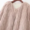 Einfarbig Pelzigen Faux Pelzmantel Winter Frauen Warm Verdicken Casual Flauschigen Langarm Damen Stilvolle Outwear Jacke 210515