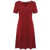Nice-forever Casual Pure Color avec des robes de poche Femmes Straight Shift Summer Loose Dress btyT025 210419