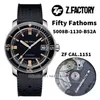 2021 Relógios de fábrica de ZF 5008B-1130-B52A Cinqüenta Fathoms Barakuda Edição Limitada Cal.1151 Autoamtic Mens Assista Black Dial Strap Sports Gents SwistWatches