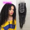 Cabelo humano peruano 2x6 fechamento de renda onda profunda crespo encaracolado onda corporal reta 5 peças/lote fechamentos superiores yaki 10-24 polegadas cor natural