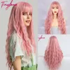 Synthetic Wigs Long Pink Purple Brown Blonde Blue Water Wavy With Bangs For Women Natural Cosplay Party Daily Use Heat Resistant1818213