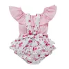 Set di abbigliamento 2 pezzi Baby Girl Clothes Set Summer Born Infant Ruffle Top manica corta Tuta a righe floreali Outfit For Toddler D30