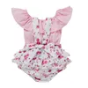 Clothing Sets 2Pcs Baby Girl Clothes Set Summer Born Infant Ruffle Short Sleeve Tops Floral Stripe Overalls Outfit For Toddler D30