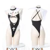 Japansk Lolita Söt One Piece Swimwear Sukumizu Syster Underkläder Sexig Body Suit För Kvinnor Nun Cosplay Uniform School Girl Outfit Y0913