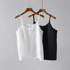 Johnature Vêtements d'été Casual Couleur unie O-Cou Vintage Camis Tops confortables Noir Blanc Couleur Femmes Slings 210521