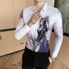 Anime Game Impression Chemises pour Hommes Style Britannique À Manches Longues Slim Fit Streetwear Chemises Social Party Chemise Décontractée Chemise Homme 210527