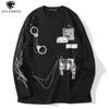 Aolamegs Comics Anime Manga Ilustracja Hook and Loop Łącznik Łańcuch Design Cienka Bluza Streetwear Mężczyźni High Street Pullover 210728