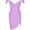 包帯ドレス夏のライラック紫色のボディコンドレスショルダーパーティードレス夜の誕生日クラブ衣装210719