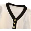 L-4XL grande taille femmes été basique kint t-shirt haut décontracté manches courtes col en v bouton surdimensionné pull pull 210604