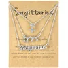 3st Zodiac Halsband 12 Constellation Pendant Halsband Astrologi Horoskop Gamla engelska stjärntecken Choker Smycken med meddelandekort för kvinnor Flickor