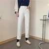 AELEGANTMIS Wysoka talia szerokie dżinsy nogi kobiety vintage luźne białe spodnie drelichowe casual czarne spodnie proste streetwear korea styk 210607
