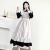 Femmes noir et blanc longue robe Style gothique femme de chambre Costume tenue Lolita robe jolie fille japonaise Costume robe de soirée Y0903