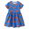 Sommer Kinder Kleidung Kinder Mädchen Blume Wolken Kleid 2-7 Jahre Cartoon Kaninchen Vögel Drucken Prinzessin Kleid Q0716