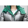 Kvinnor Parkas Höst Vinter Padded Plaid Patchwork Varm Casual Long Jacket Coat Size M-2XL 210524