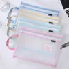 Creative Double Layer Mesh Transparent Pencil Bags Cute Square Portable Pen Pouch Bag School Office Supply Stationery Case Hög kapacitet
