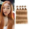 Couleur 27 Extensions de Cheveux Humains Raides Brésiliens Blond Miel 3/4 Bundles Armure Non Remy 8 à 20 Pouces