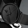 Reloj Hombre 2021ファッションウォッチメンズクラシックブラック超薄いステンレススチールメッシュベルトクォーツ腕時計Relogio Masculino