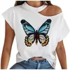 Damska koszulka Butterfly Samica White Top Cold Ramię Koszulki Kobiet 2022 Krótki Rękaw Plus Size Tops Letnia Koszulka Casual Tunika