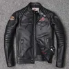 Motorcycle Genuine Leather Jacket for Men Style Biker Jackets Slim Cowhide spring Coat Men 211111