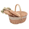 Panier en osier tissé pique-nique Camping stockage pain fruits nourriture petit déjeuner fleur présentoir cuisine Orginazer décor à la maison 210609